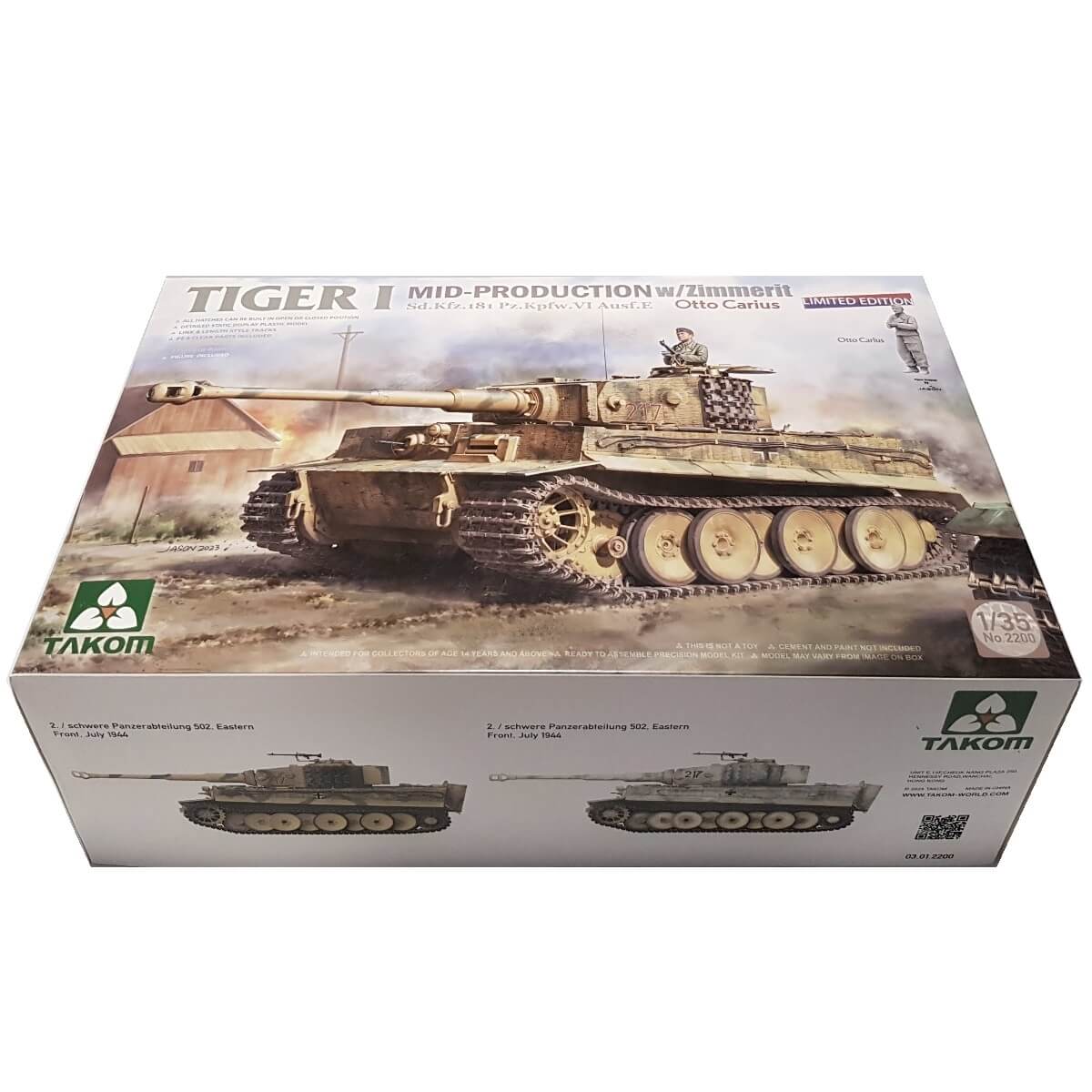 1:35 Tiger I Mid Production with Zimmerit Sd.Kfz. 181 Pz.Kpfw. VI Ausf. E - Otto Carius - TAKOM