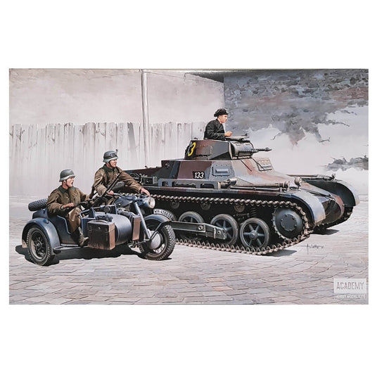1:35 German Panzer I Ausf. B and Motorcycle - ACADEMY