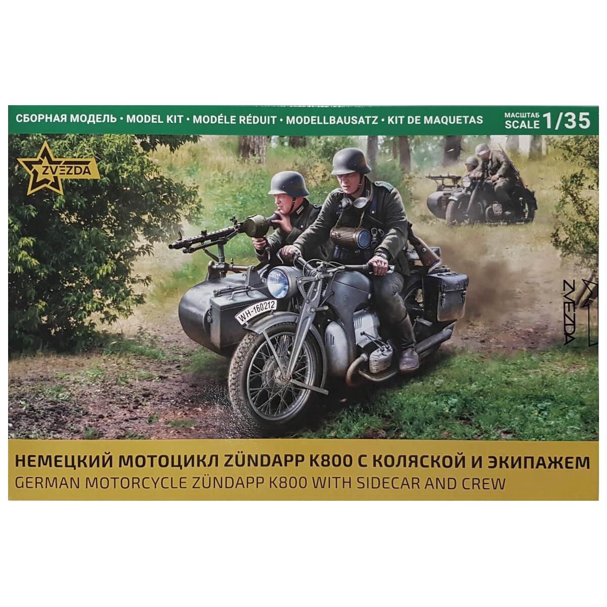 1:35 German Motorcycle Zundapp K800 with Sidecar and Crew - ZVEZDA