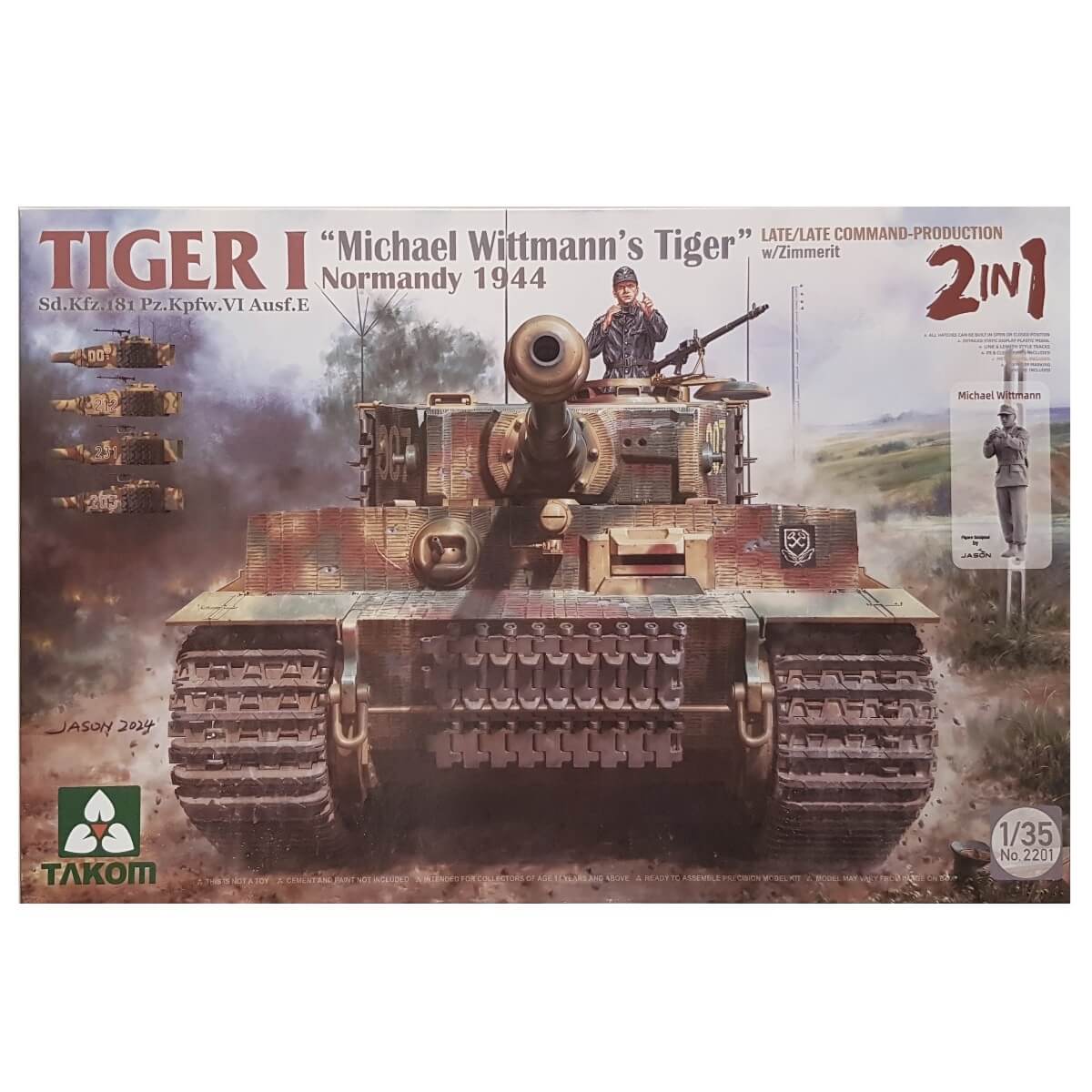 1:35 Tiger I - Michael Wittmann's Tiger - Normandy 1944 Late/Late Command Production with Zimmerit - TAKOM