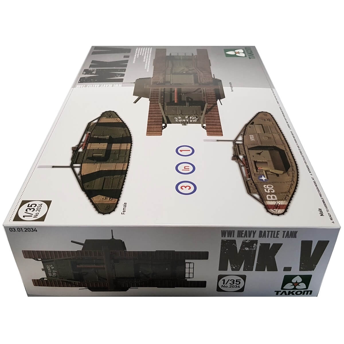 1:35 WWI Heavy Battle Tank Mk V - Male, Hermaphrodite, Female - TAKOM