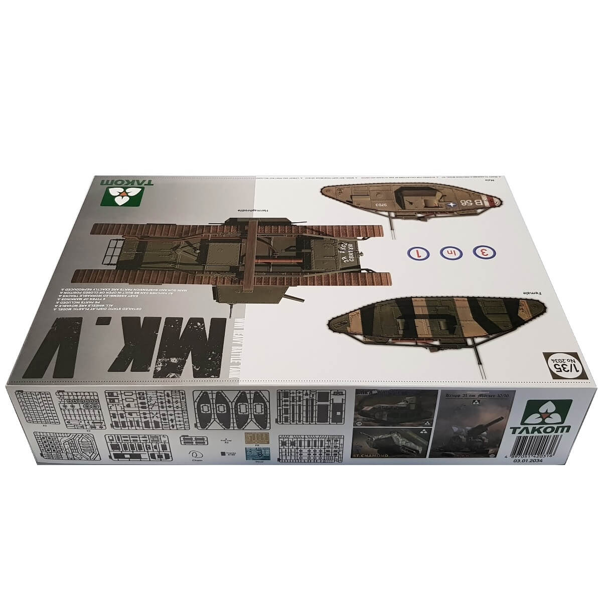 1:35 WWI Heavy Battle Tank Mk V - Male, Hermaphrodite, Female - TAKOM