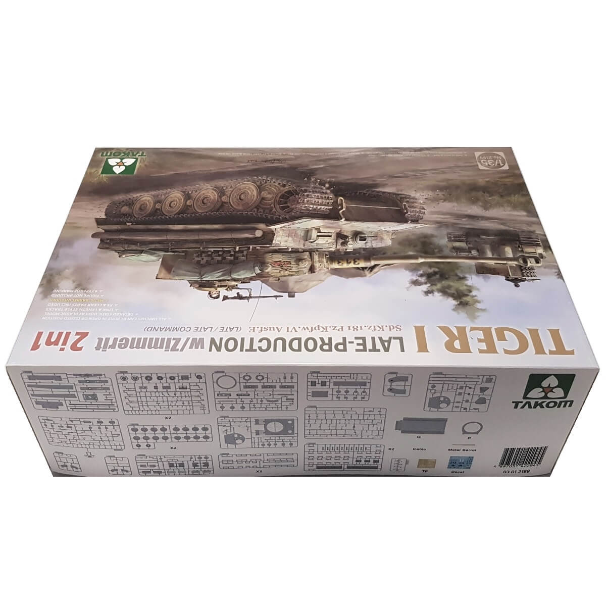 1:35 Tiger I Late Production with Zimmerit Sd.Kfz. 181 Pz.Kpfw. VI Ausf. E - Late/Late Command - TAKOM