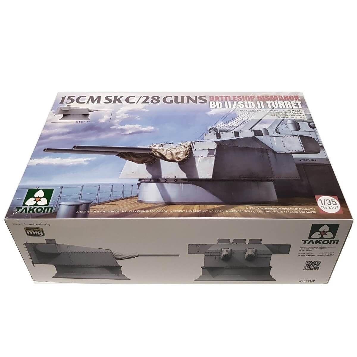 1:35 Naval 15 cm SK C / 28 Guns Bismarck Bb II / Stb II Turret - TAKOM