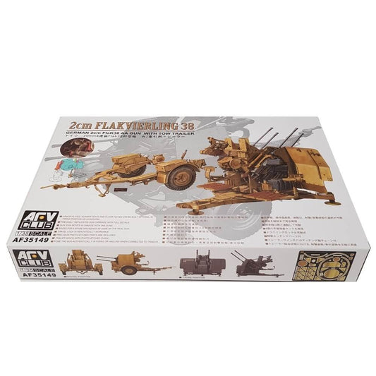 1:35 German 2cm Flakvierling 38 FlaK 38 AA Gun with tow trailer - AFV CLUB