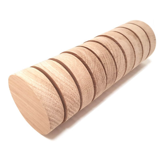 Solid OAK x 10 round plaques 75 x 20 mm / 3 x ¾ inch