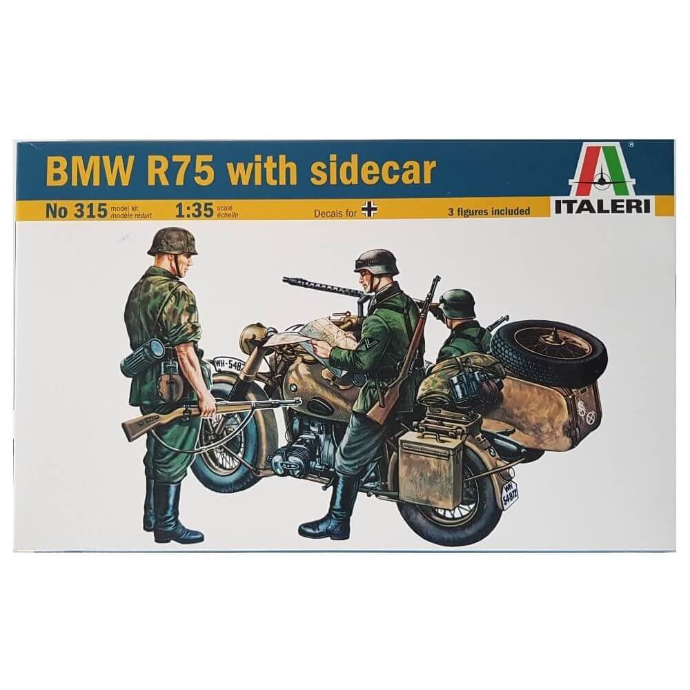1:35 German BMW R75 Motorcycle with Sidecar - ITALERI