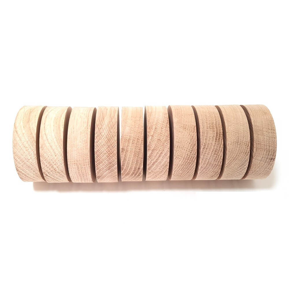 Solid OAK x 10 round plaques 75 x 20 mm / 3 x ¾ inch