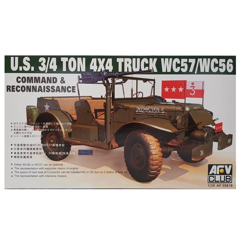1:35 US ¾ ton 4x4 Truck WC57/WC56 Command and Reconnaissance - AFV CLUB
