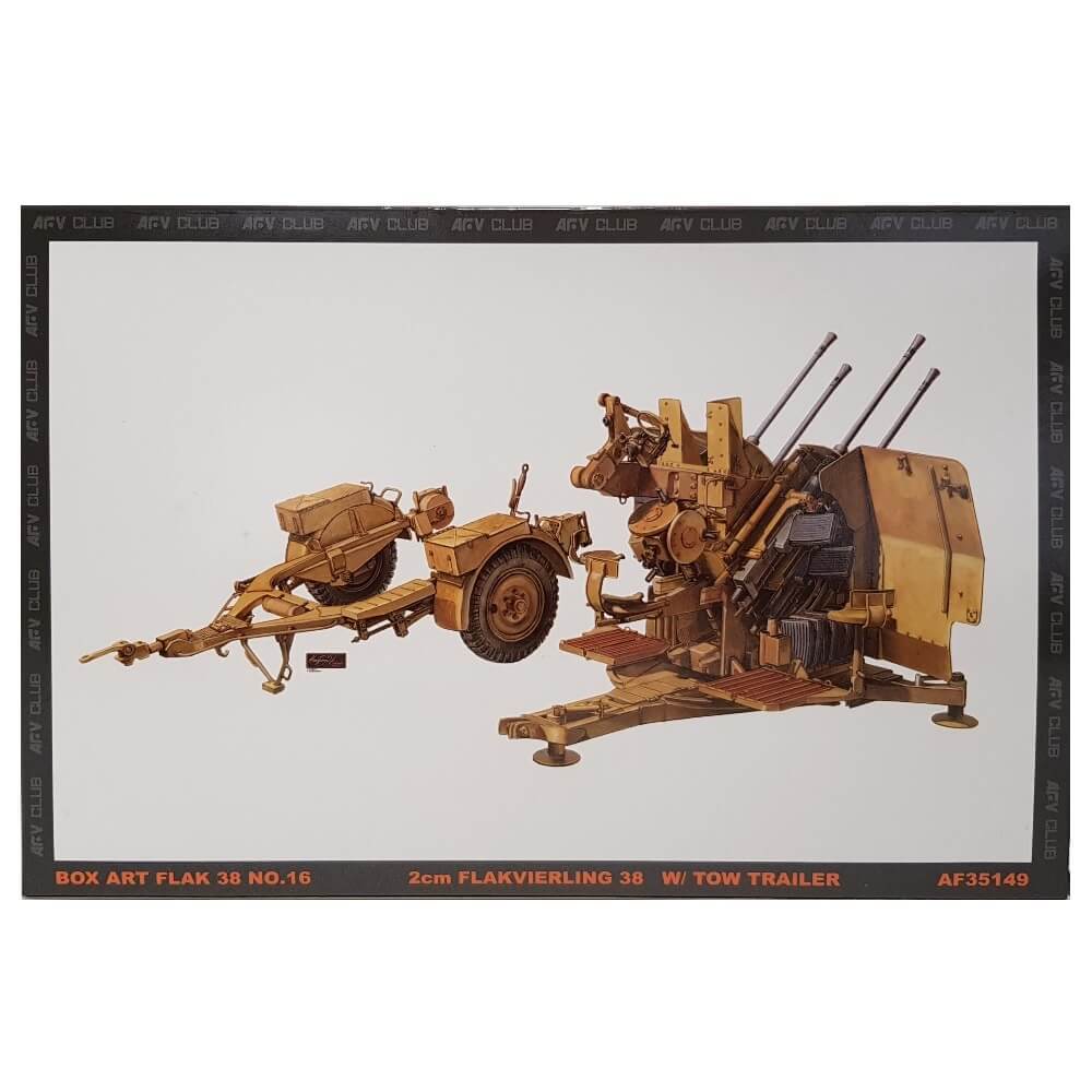 1:35 German 2cm Flakvierling 38 FlaK 38 AA Gun with tow trailer - AFV CLUB