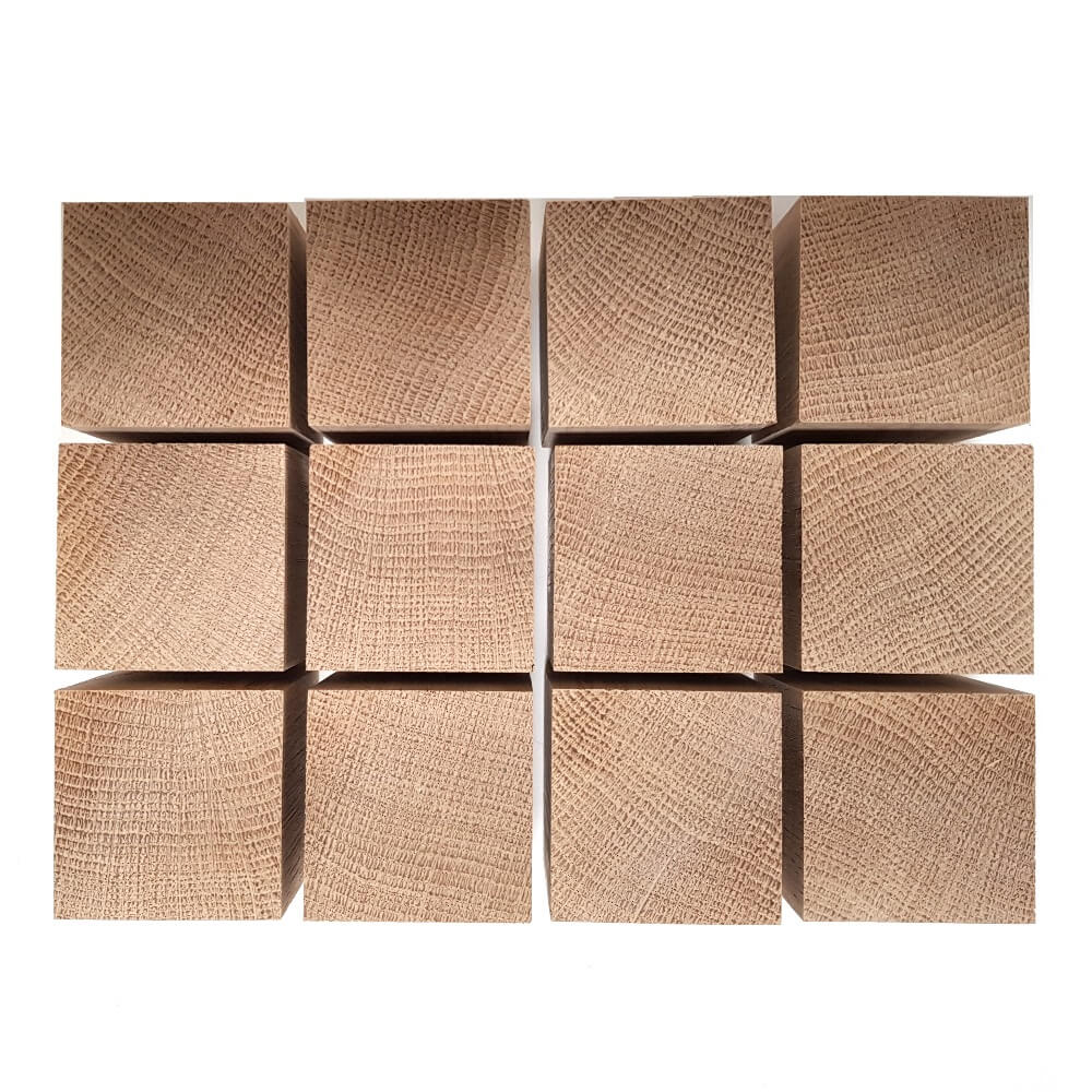 Solid OAK x 12 cubes 50 mm / 2 inch