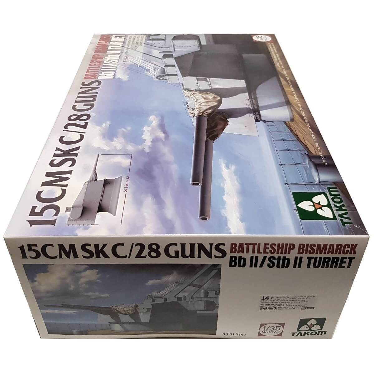 1:35 Naval 15 cm SK C / 28 Guns Bismarck Bb II / Stb II Turret - TAKOM