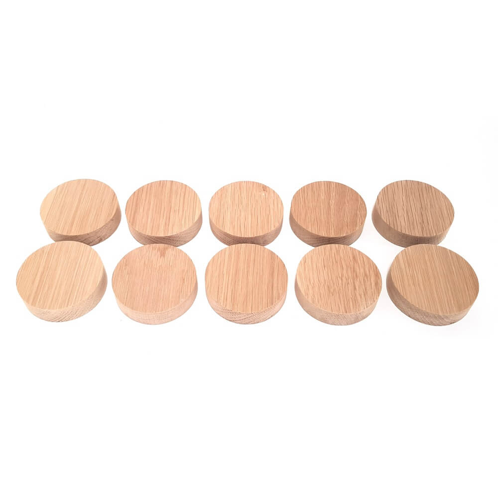 Solid OAK x 10 round plaques 75 x 20 mm / 3 x ¾ inch