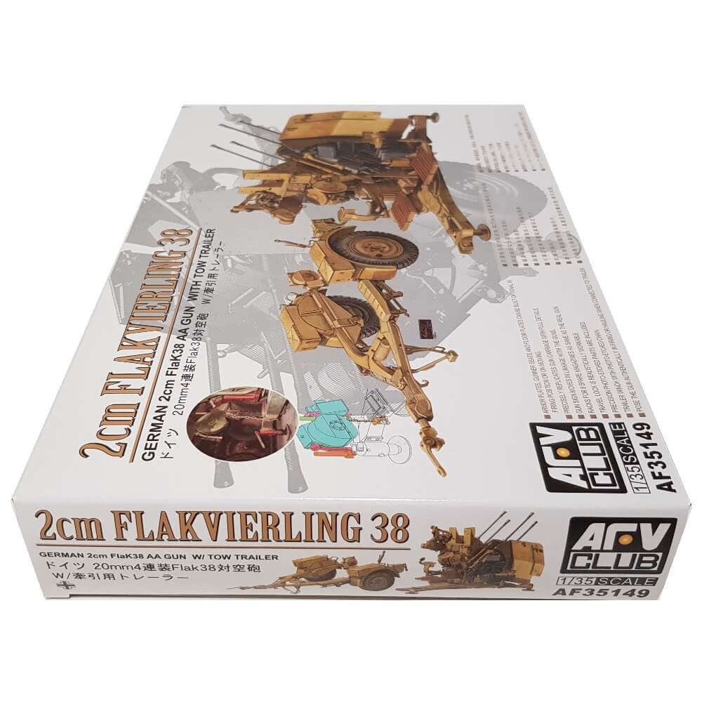 1:35 German 2cm Flakvierling 38 FlaK 38 AA Gun with tow trailer - AFV CLUB