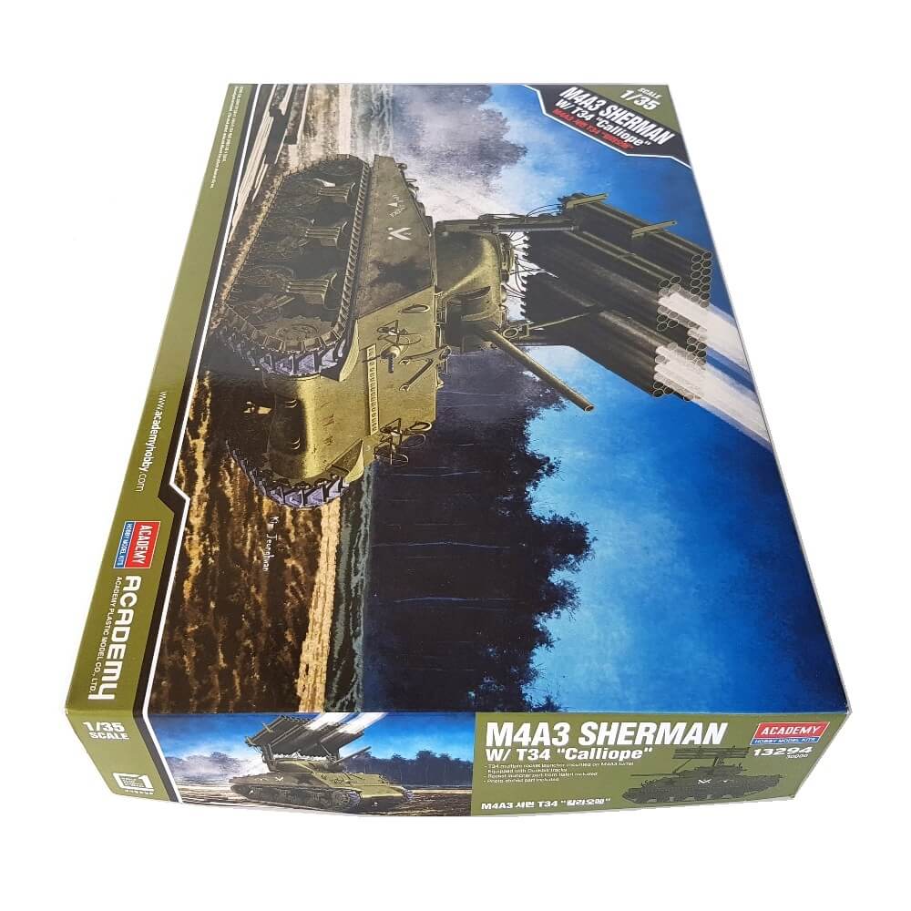 1:35 M4A3 SHERMAN Tank with T34 CALLIOPE Rocket Launcher - ACADEMY