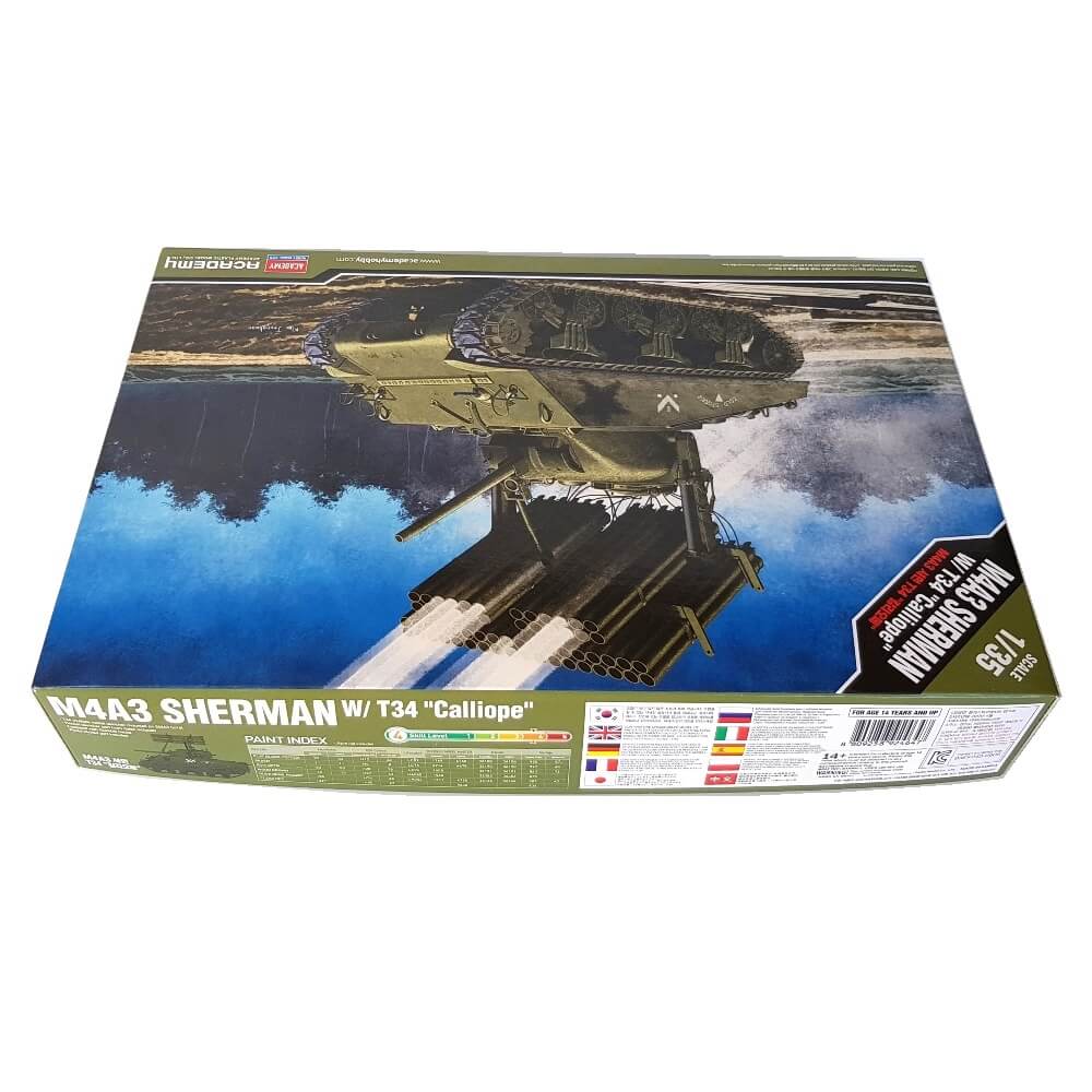 1:35 M4A3 SHERMAN Tank with T34 CALLIOPE Rocket Launcher - ACADEMY