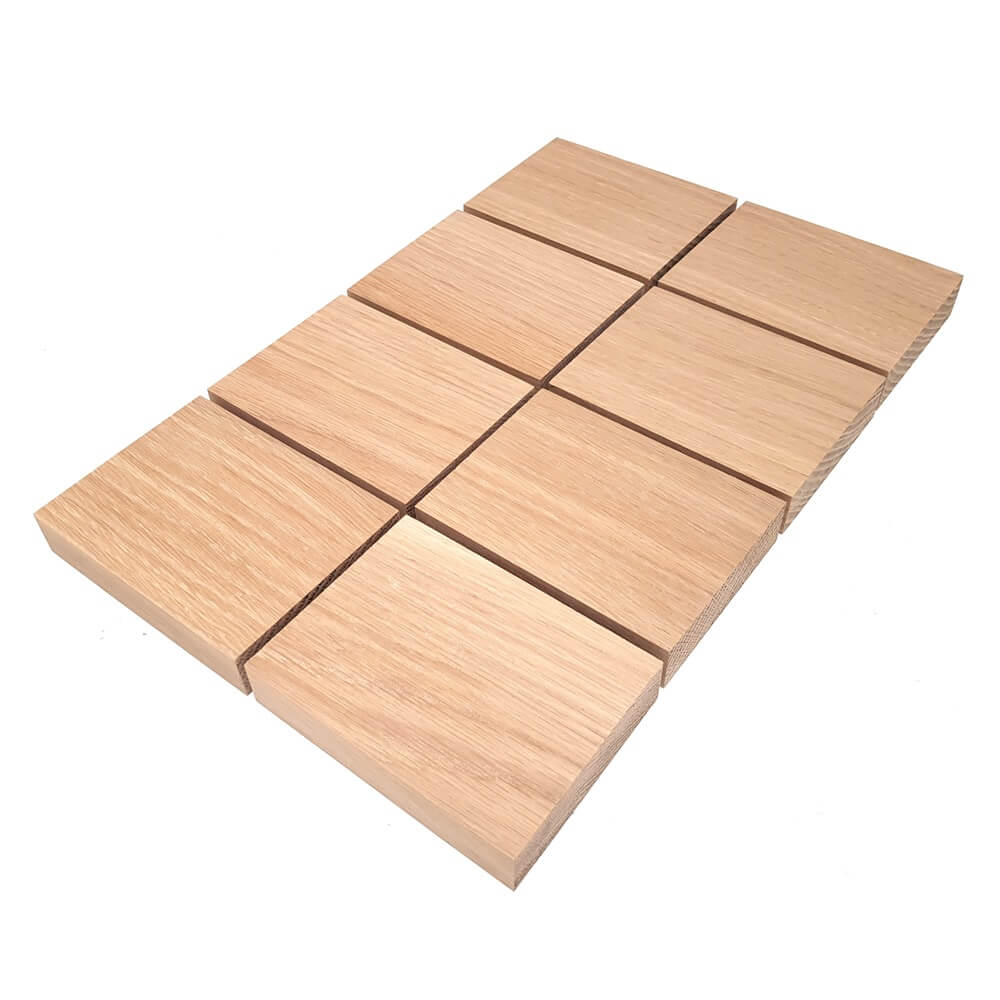 Solid OAK x 8 rectangular plaques 75 x 100 x 20 mm / 3 x 4 x ¾ inch