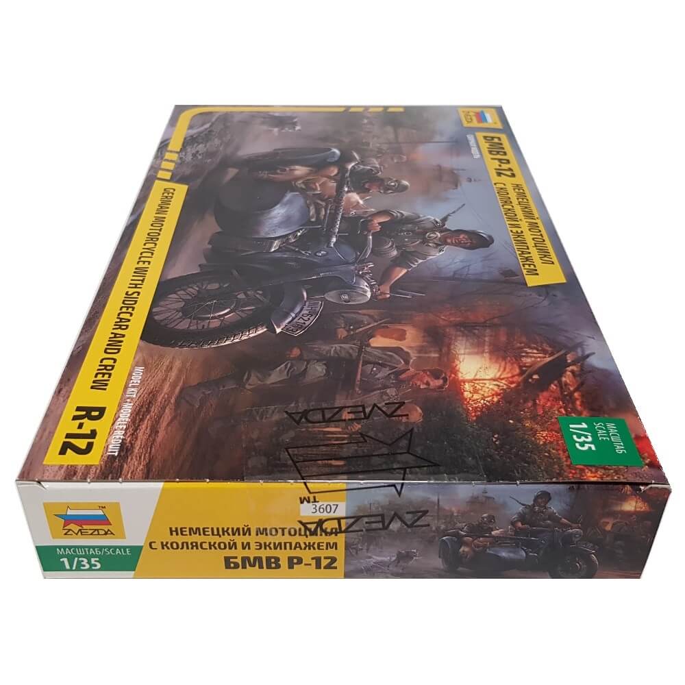 1:35 German Motorcycle R12 with Sidecar and Crew - ZVEZDA