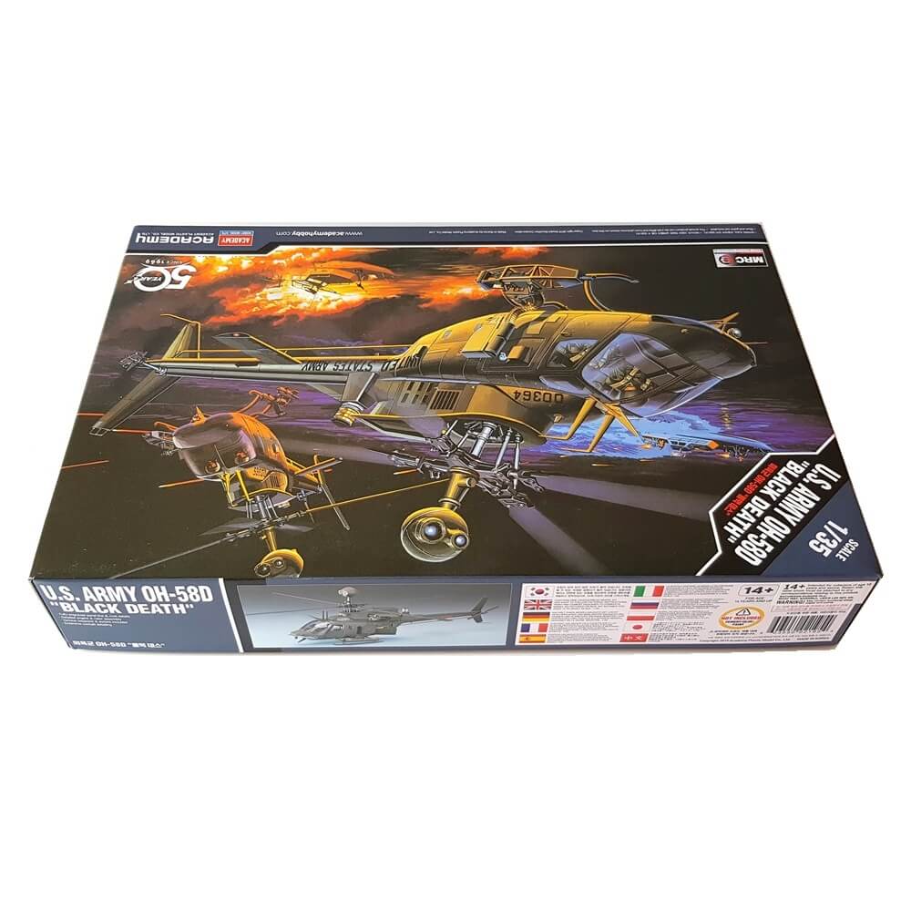 1:35 US Army BELL OH-58D BLACK DEATH Helicopter - ACADEMY