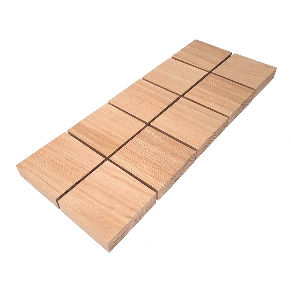 Solid OAK x 10 square plaques 75 x 75 x 20 mm / 3 x 3 x ¾ inch
