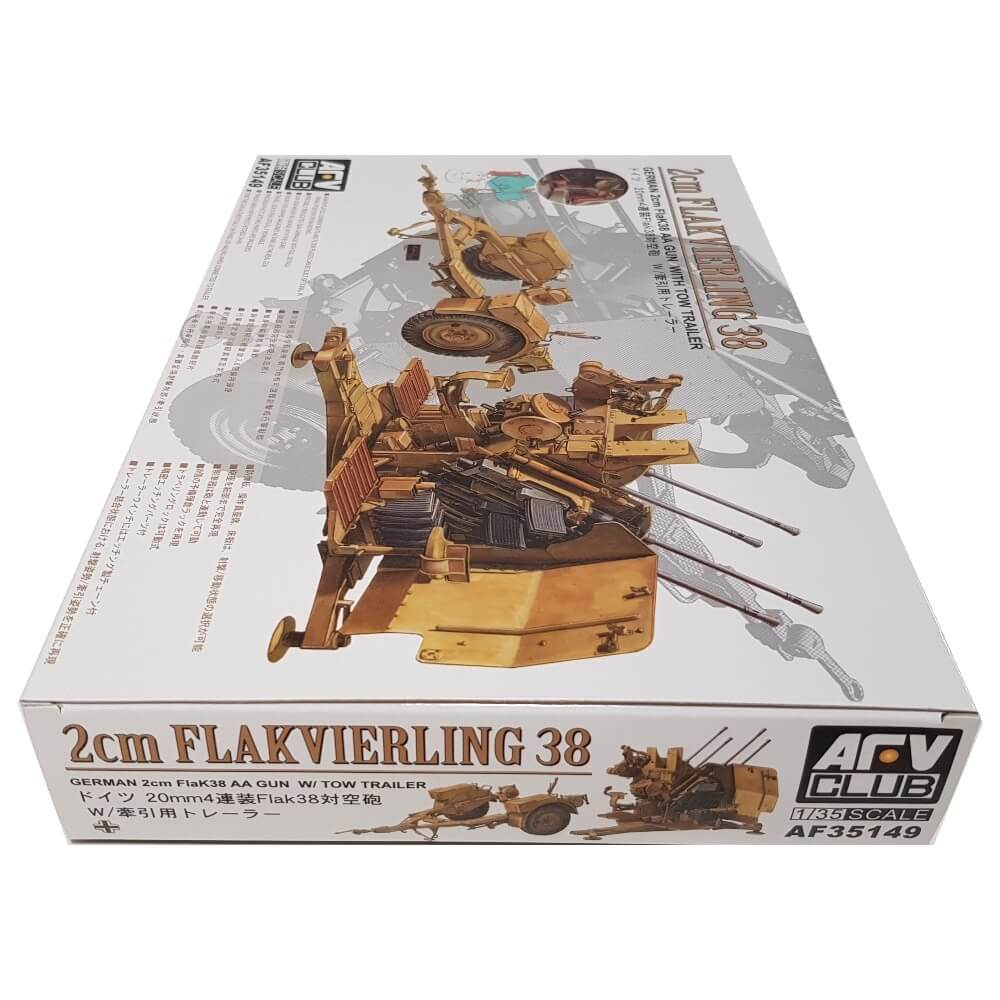 1:35 German 2cm Flakvierling 38 FlaK 38 AA Gun with tow trailer - AFV CLUB