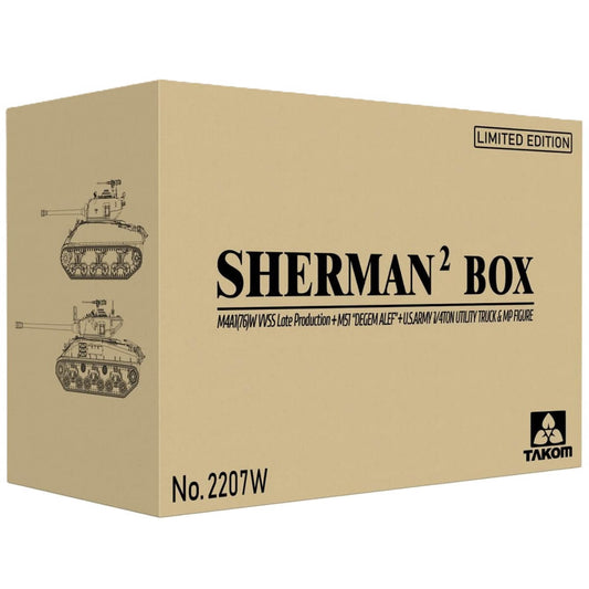 1:35 Sherman² Box DEGEM ALEF  and M4A1(76)W VVSS with US Army 1/4 Ton Utility Truck - TAKOM
