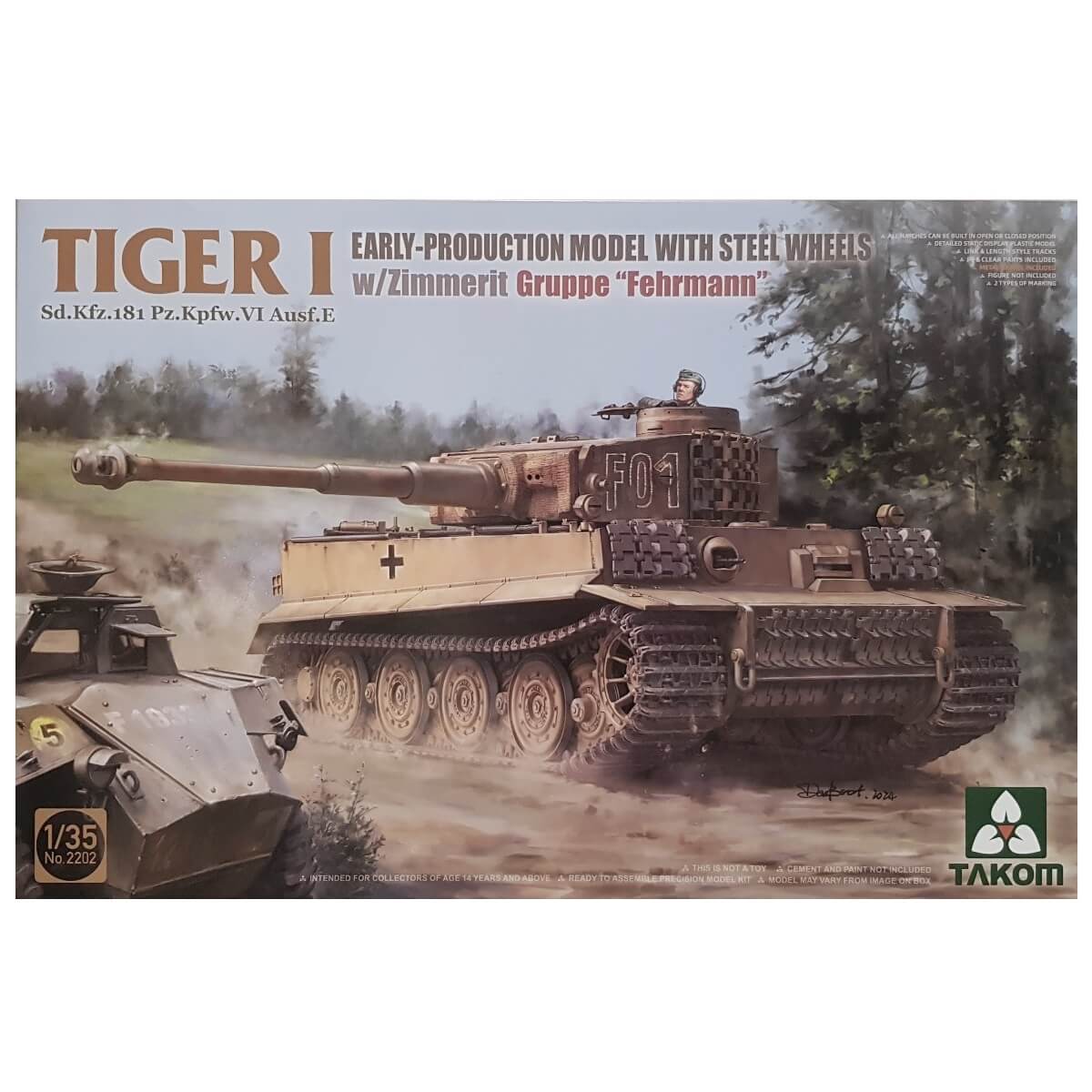 1:35 Tiger I Early Production Model with Steel Wheels and Zimmerit - Gruppe Fehrmann - TAKOM