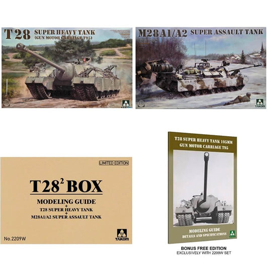 1:35 T28² BOX T28 Super Heavy Tank + T28A1/A2 Super Assault Tank + Modelling Guide - TAKOM