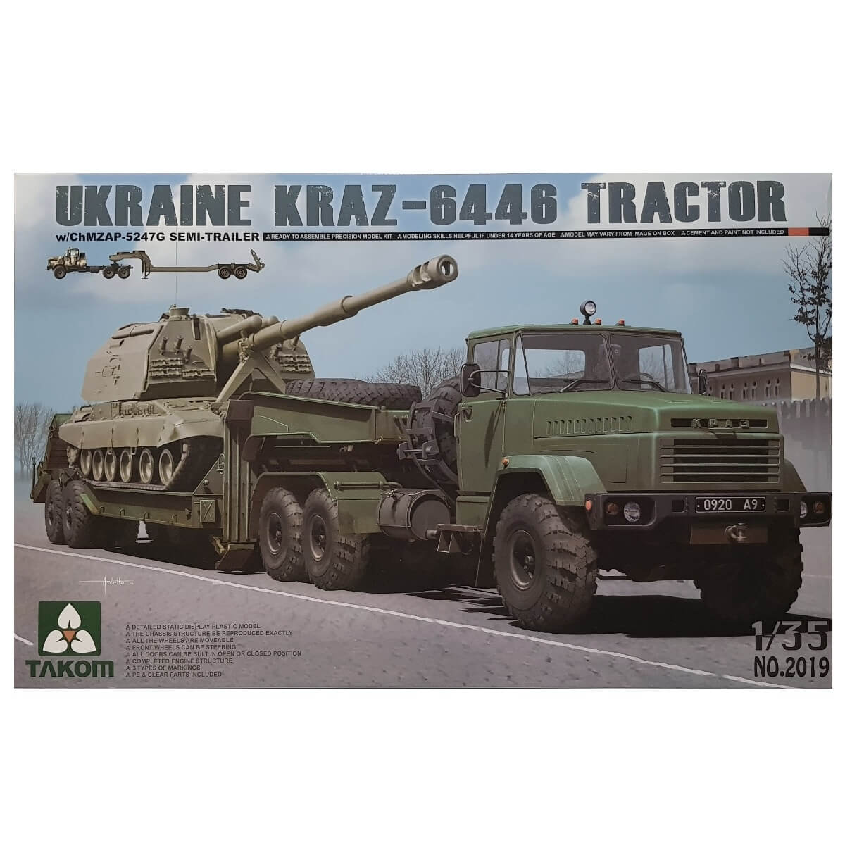 1:35 Ukraine KraZ-6446 Tractor with ChMZAP-5247G Semi Trailer - TAKOM