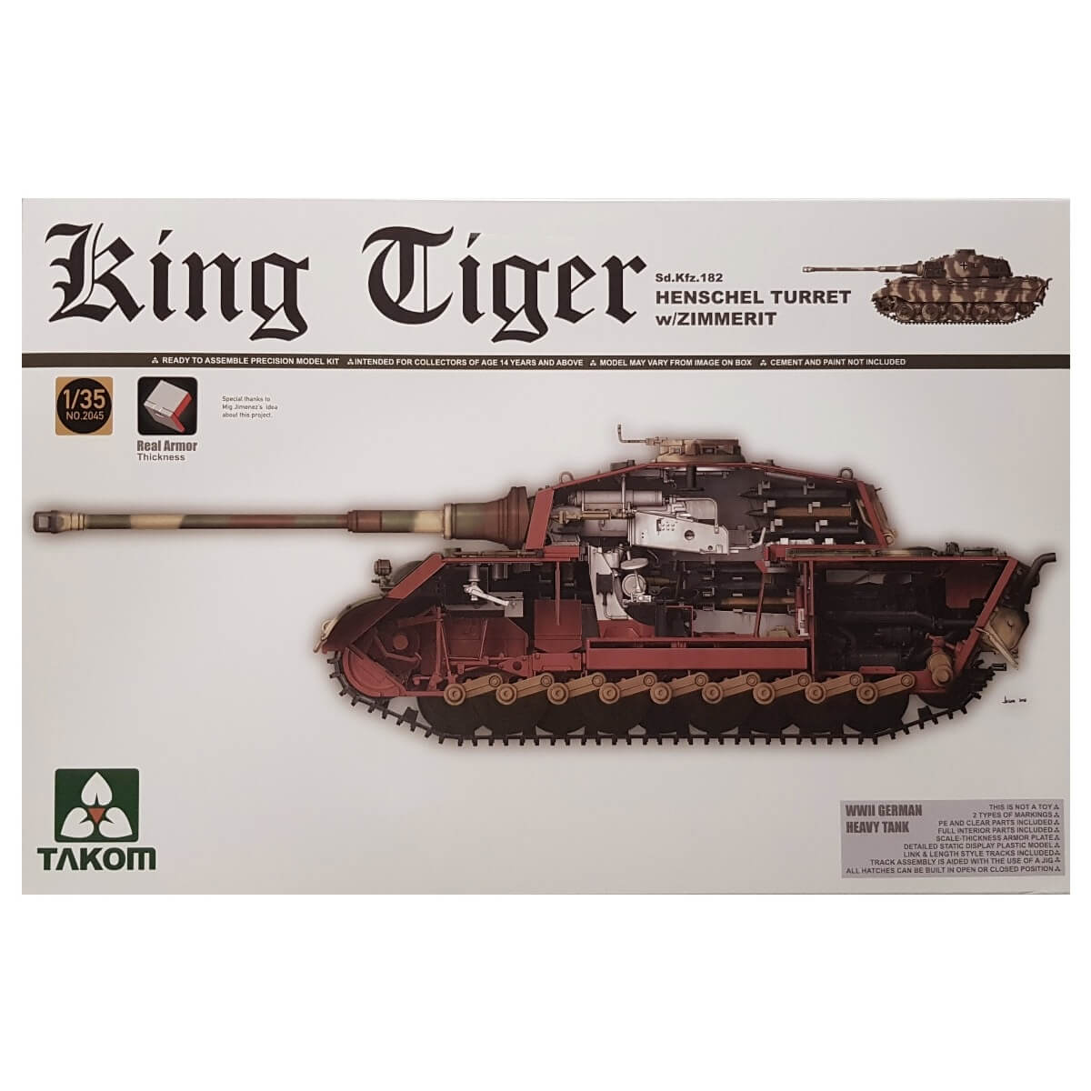 1:35 Sd.Kfz. 182 King Tiger Henschel Turret with Zimmerit - TAKOM