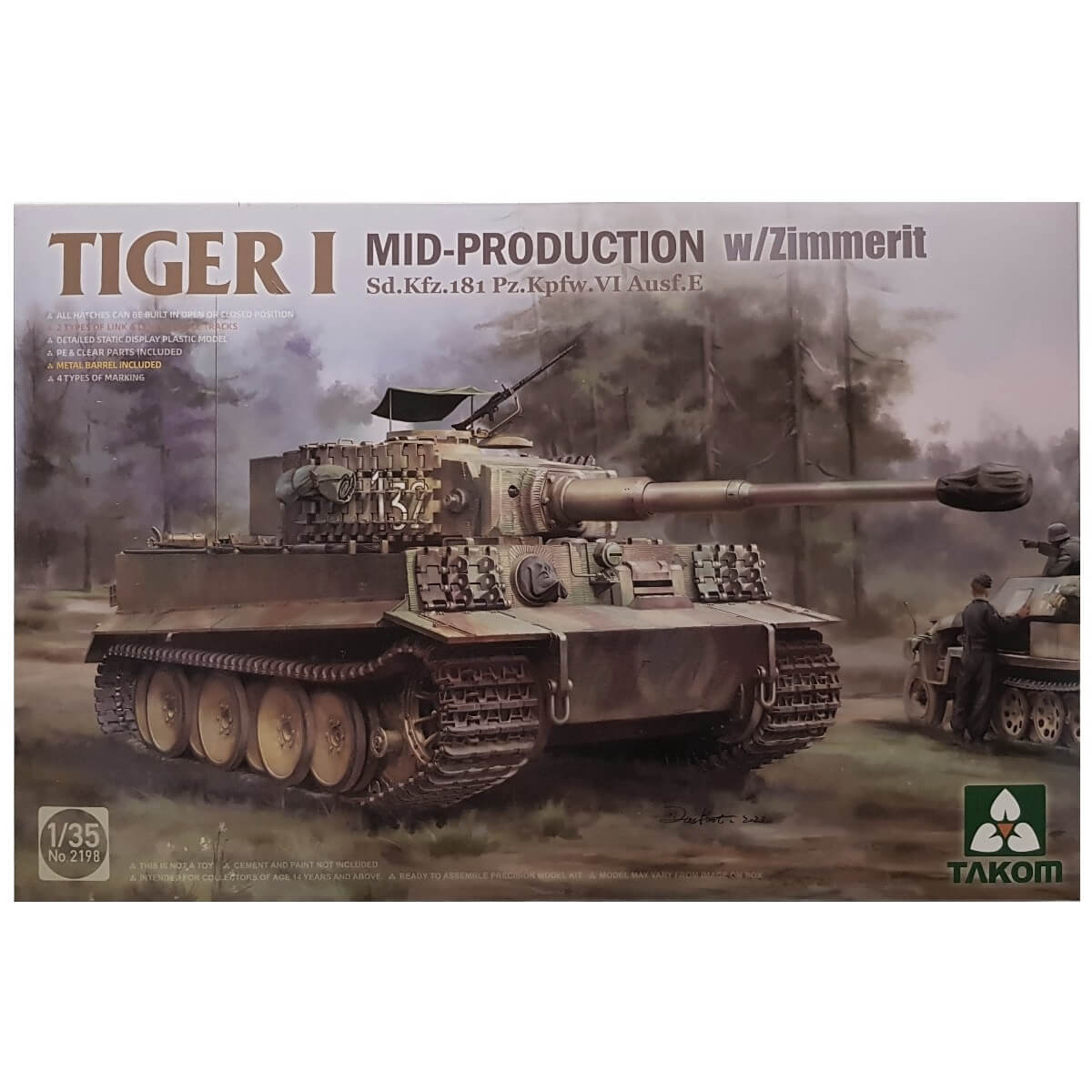 1:35 Tiger I Mid Production with Zimmerit Sd.Kfz. 181 Pz.Kpfw. VI Ausf. E - TAKOM