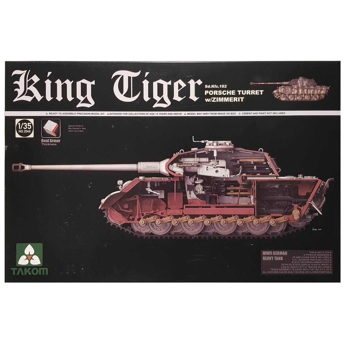 1:35 King Tiger Sd.Kfz.182 Porsche Turret with Zimmerit - TAKOM