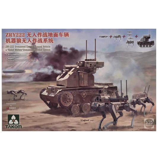 1:35 ZRY-222 Unmanned Combat Ground Vehicle with Robot Wolves - TAKOM