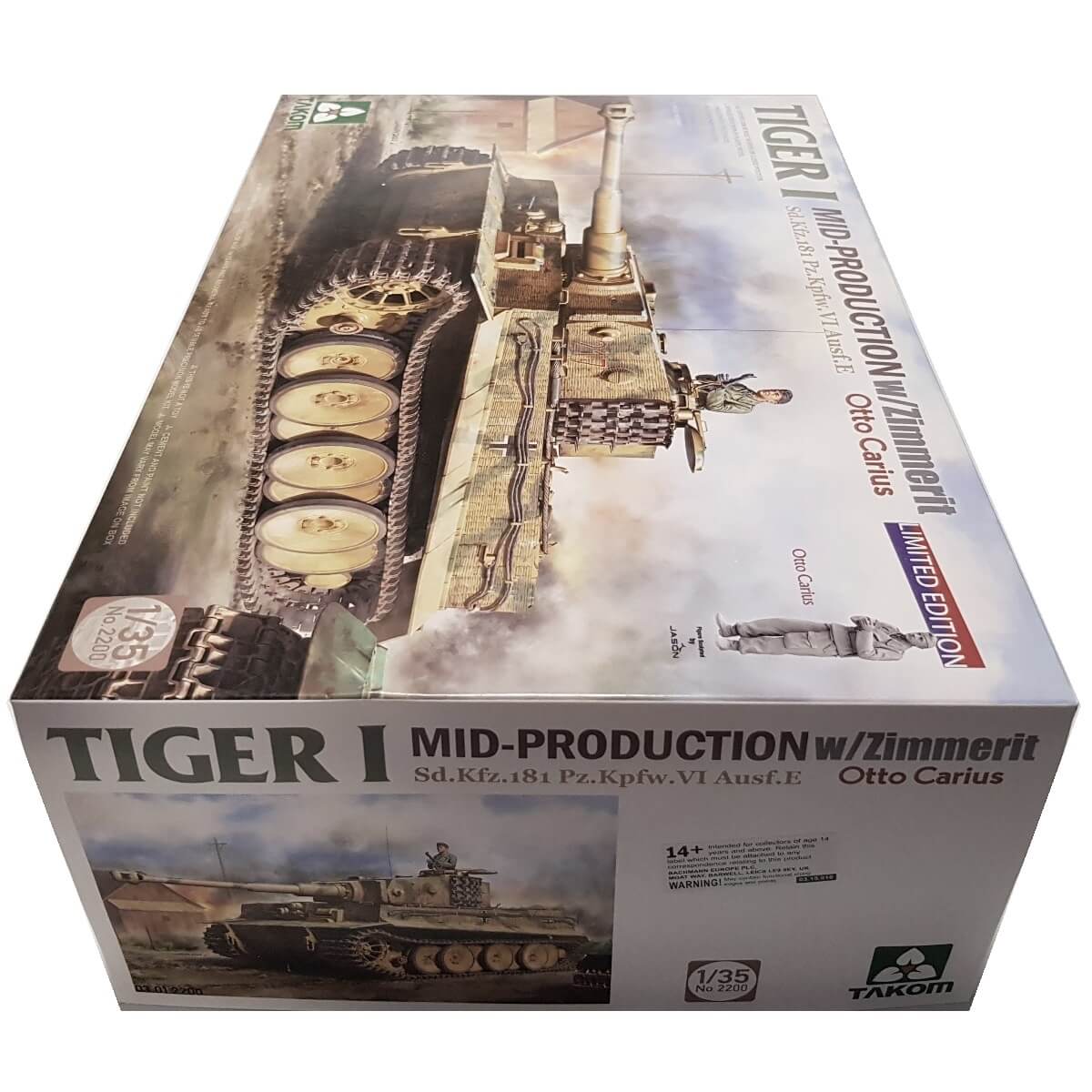 1:35 Tiger I Mid Production with Zimmerit Sd.Kfz. 181 Pz.Kpfw. VI Ausf. E - Otto Carius - TAKOM