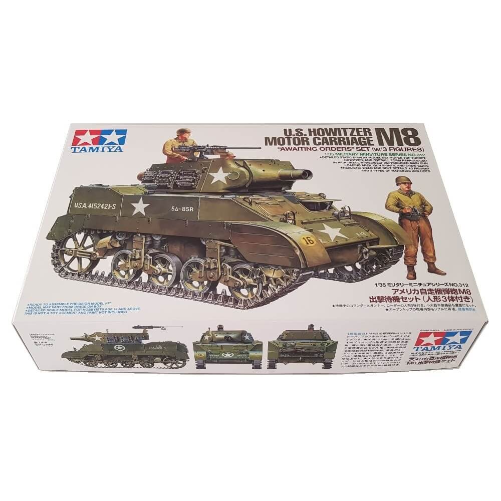 1:35 US Howitzer Motor Carriage M8 Awaiting Orders with 3 Figures - TAMIYA