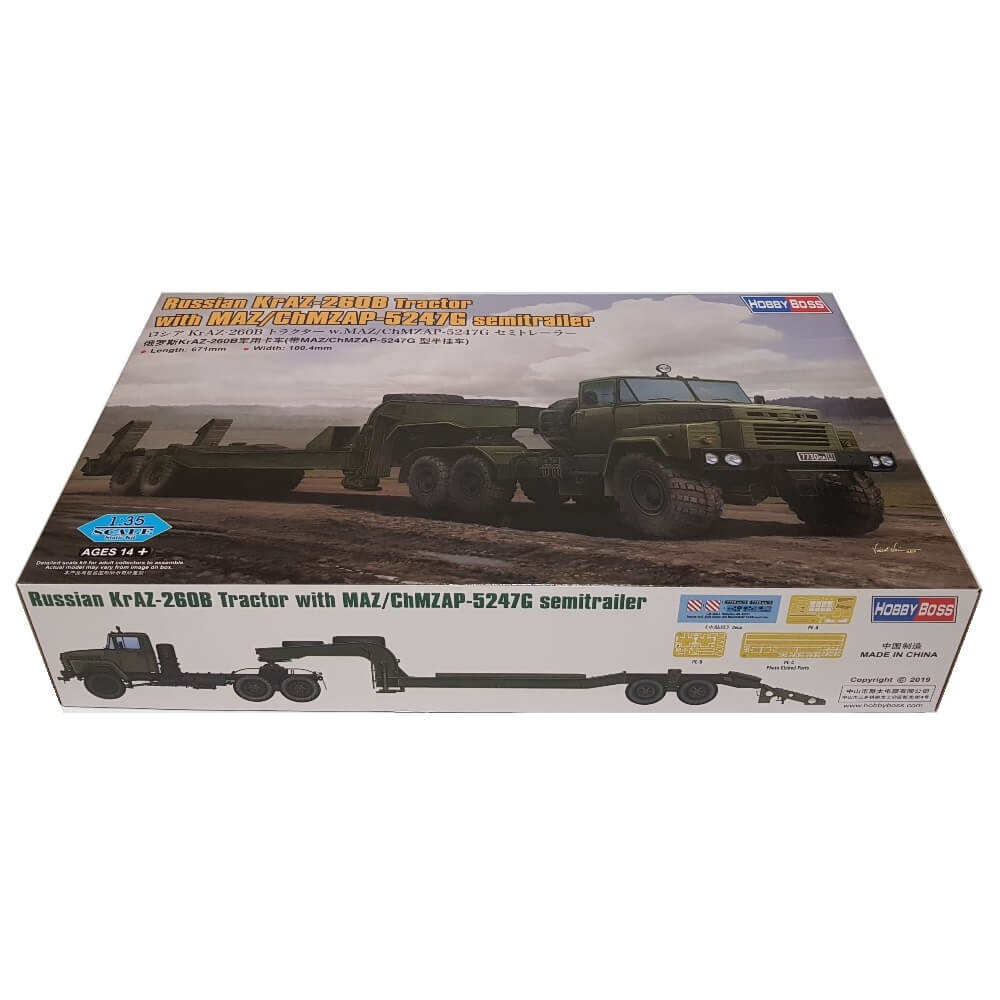 1:35 Russian KrAZ-260B Tractor with MAZ/ChMZAP-5247G Semitrailer - HOBBY BOSS