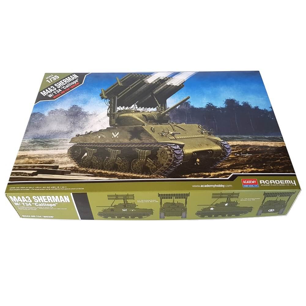 1:35 M4A3 SHERMAN Tank with T34 CALLIOPE Rocket Launcher - ACADEMY