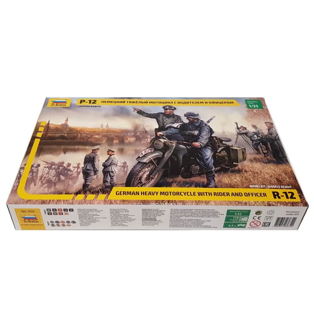 1:35 German R12 Heavy Motorcycle with Rider and Officer - ZVEZDA