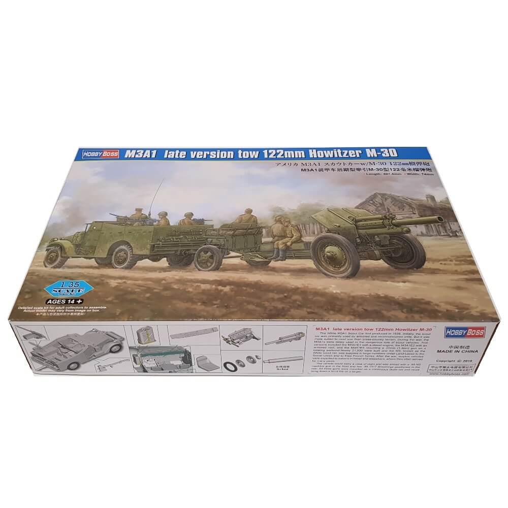 1:35 M3A1 late version tow 122mm Howitzer M-30 - HOBBY BOSS