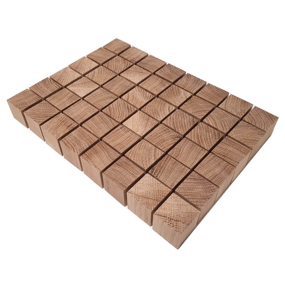 Solid OAK x 48 cubes 30 mm / 1 ⅛ inch