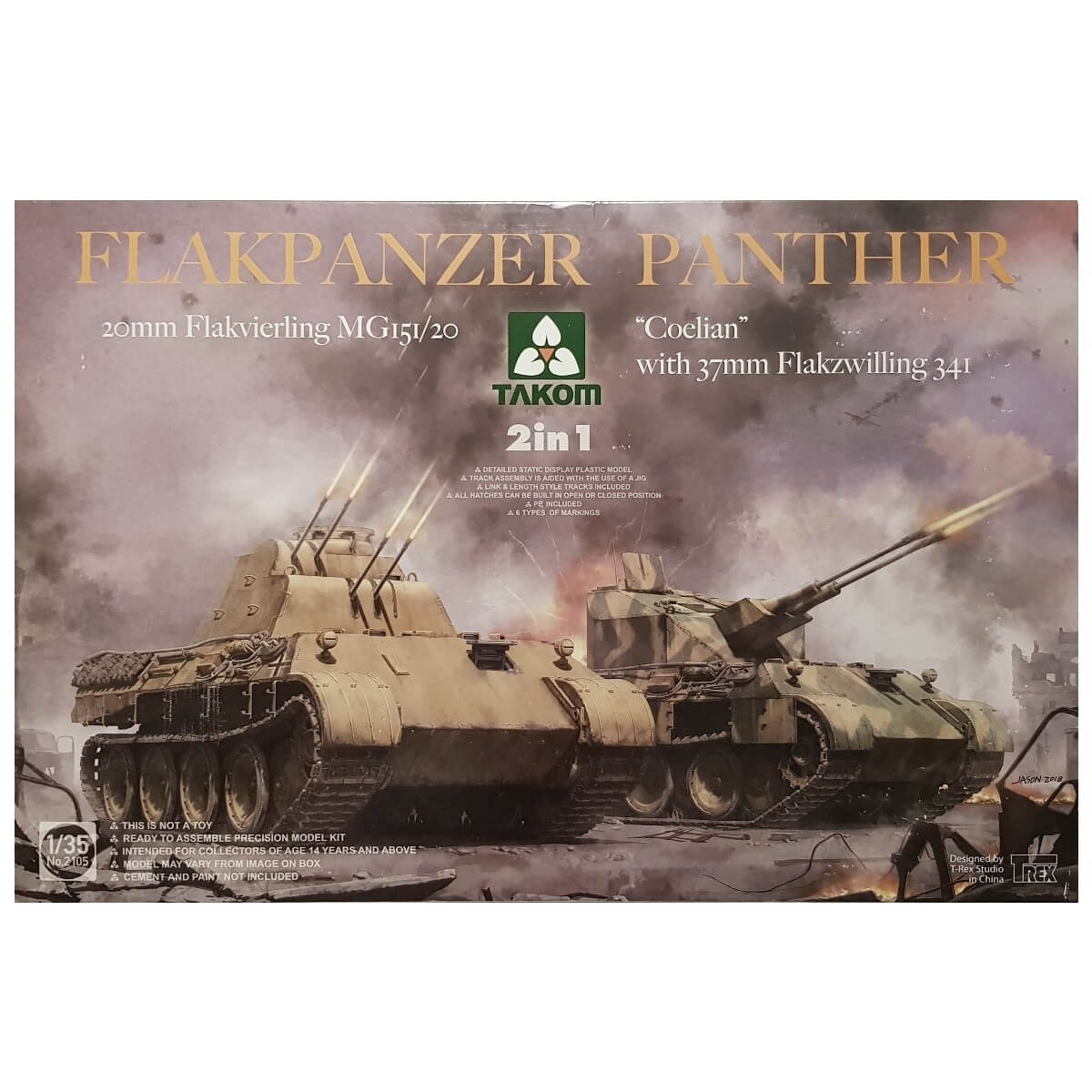 1:35 Flakpanzer Panther 20mm Flakvierling MG 151/20 - COELIAN with 37mm Flakzwilling 341 - TAKOM