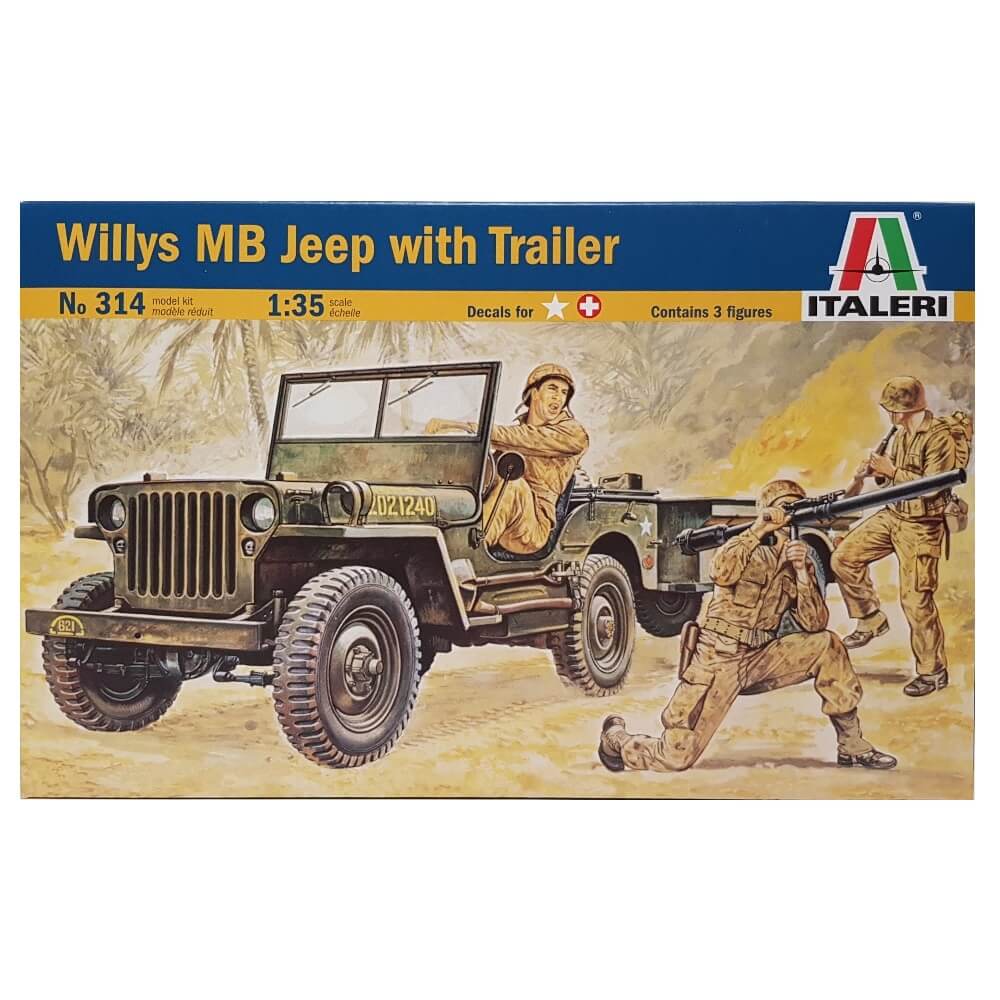 1:35 Willys MB Jeep with Trailer - ITALERI