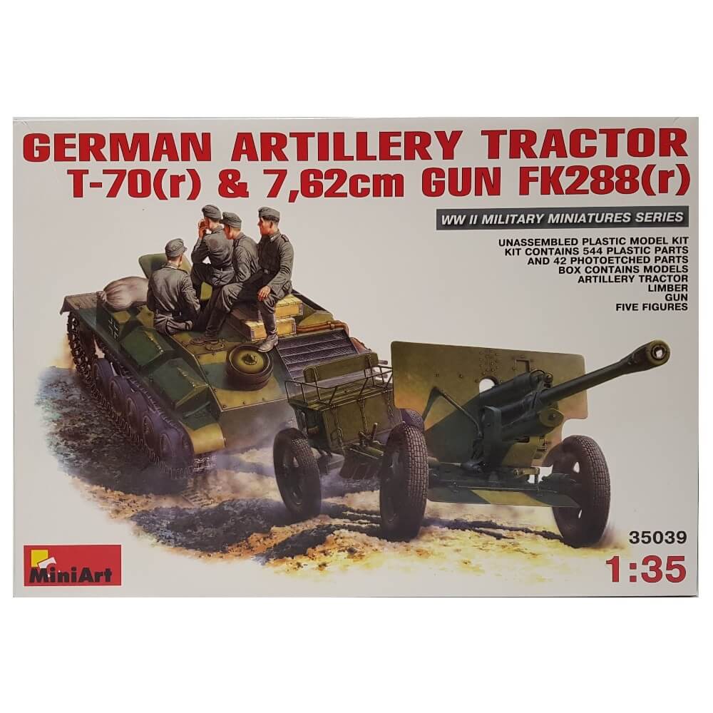 1:35 German Artillery Tractor T-70(r) and 7,62cm GUN FK288(r) with Crew - MINIART