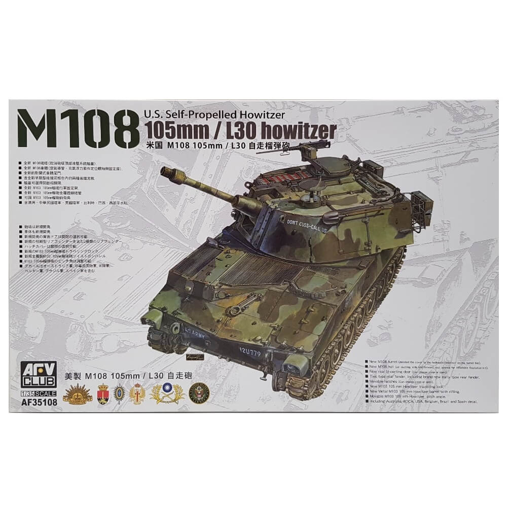 1:35 US Self-Propelled Howitzer M108 105mm / L30 Howitzer - AFV CLUB