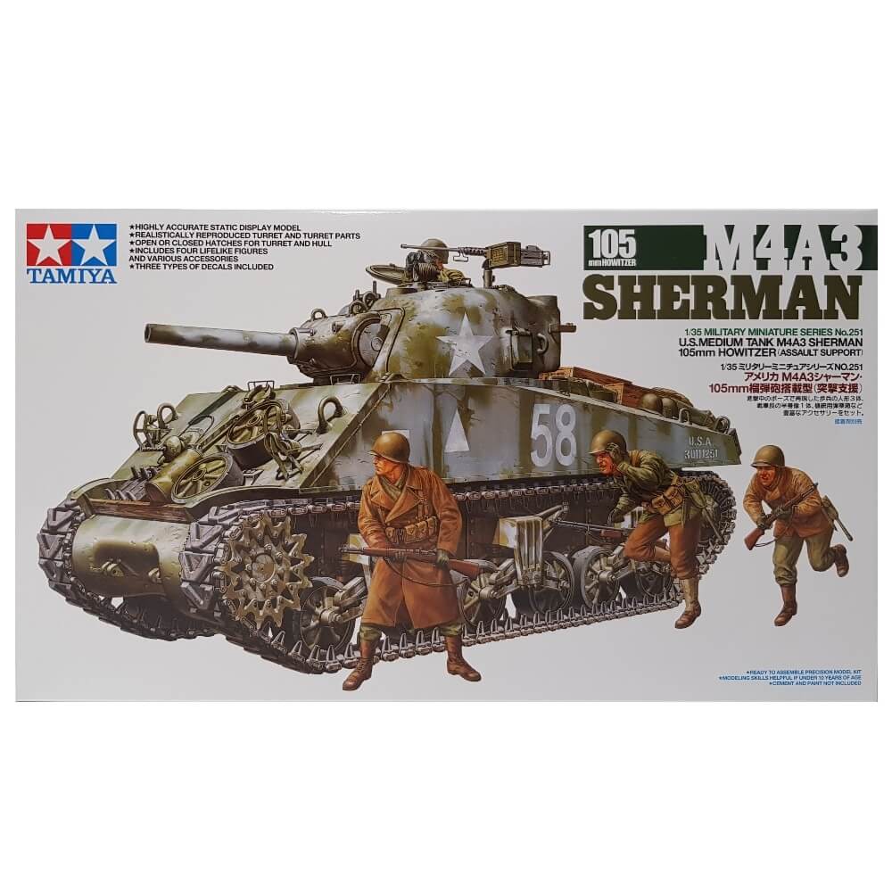 1:35 US Medium Tank M4A3 Sherman 105mm Howitzer Assault Support - TAMIYA