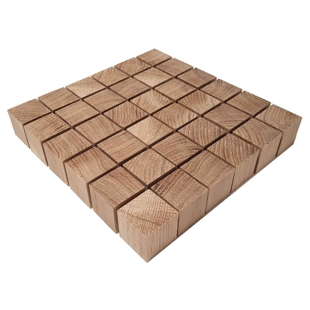 Solid OAK x 36 cubes 35 mm / 1 ¼ inch