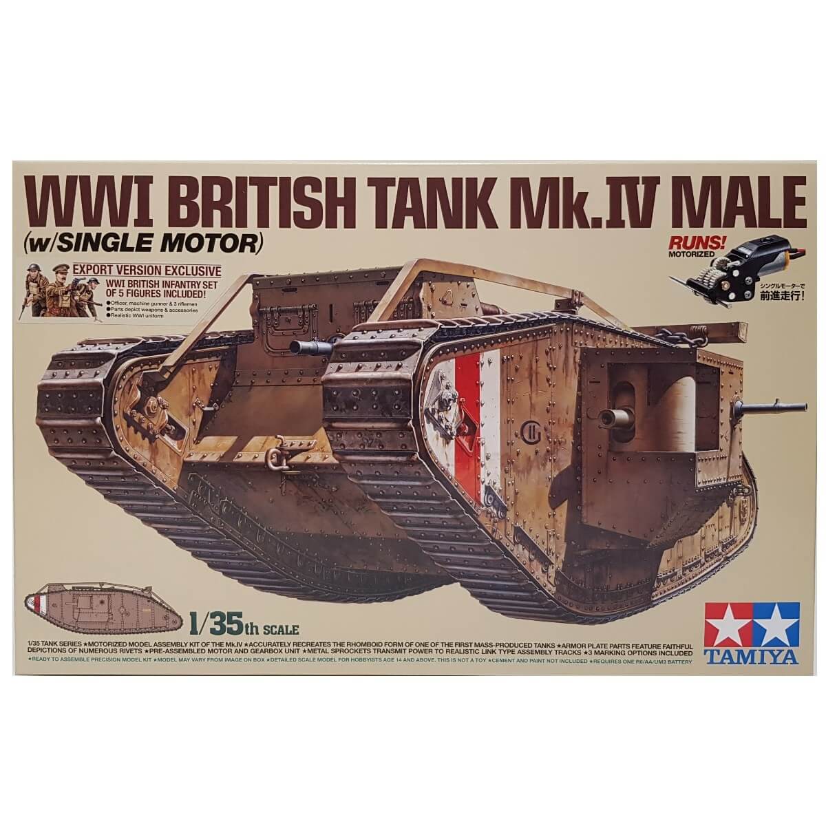 1:35 WWI British Tank Mk. IV Male with Single Motor - TAMIYA