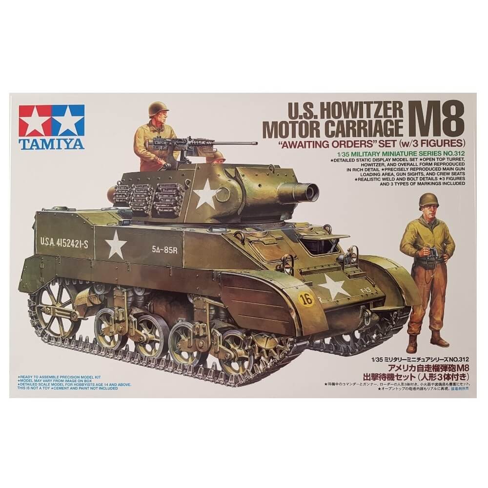 1:35 US Howitzer Motor Carriage M8 Awaiting Orders with 3 Figures - TAMIYA