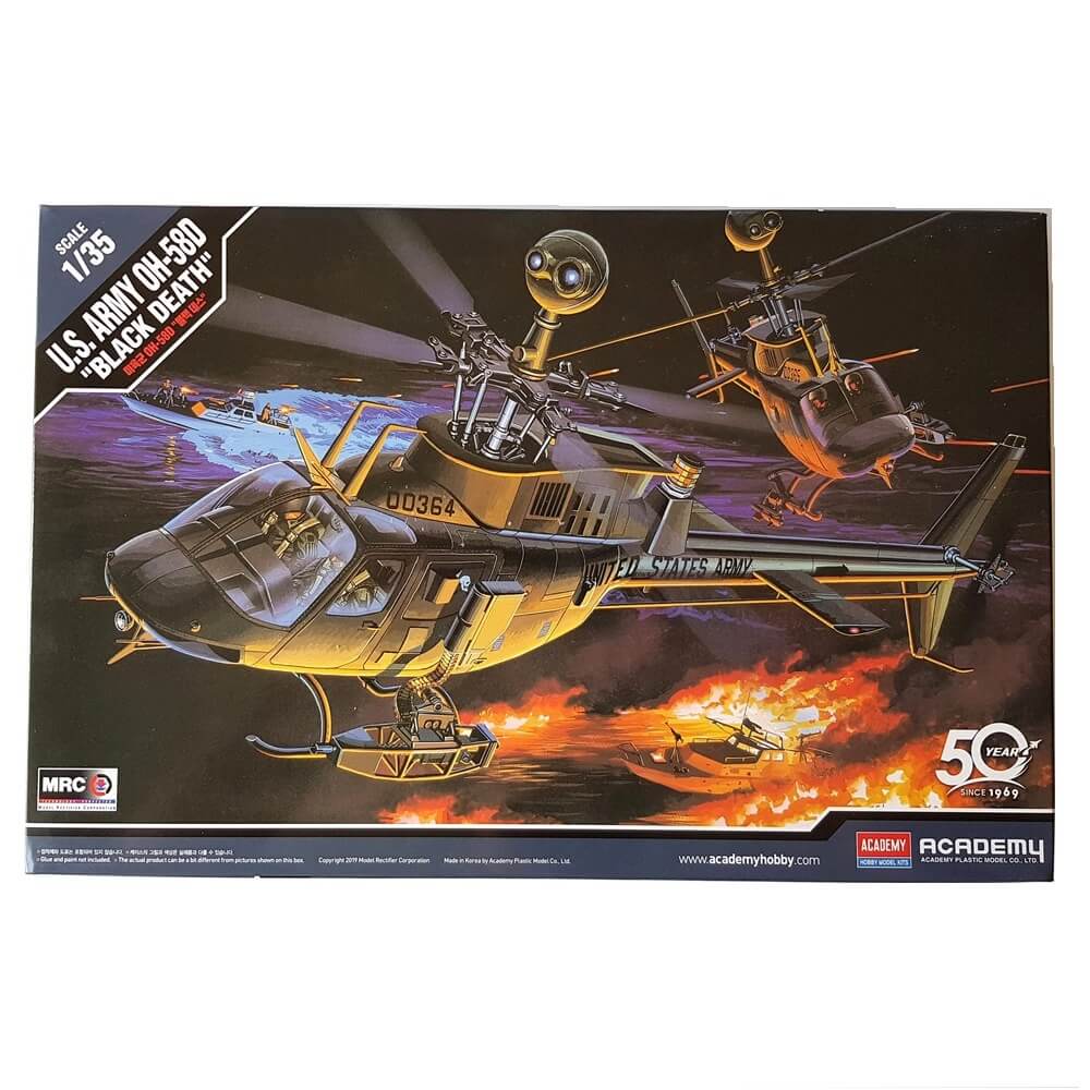 1:35 US Army BELL OH-58D BLACK DEATH Helicopter - ACADEMY