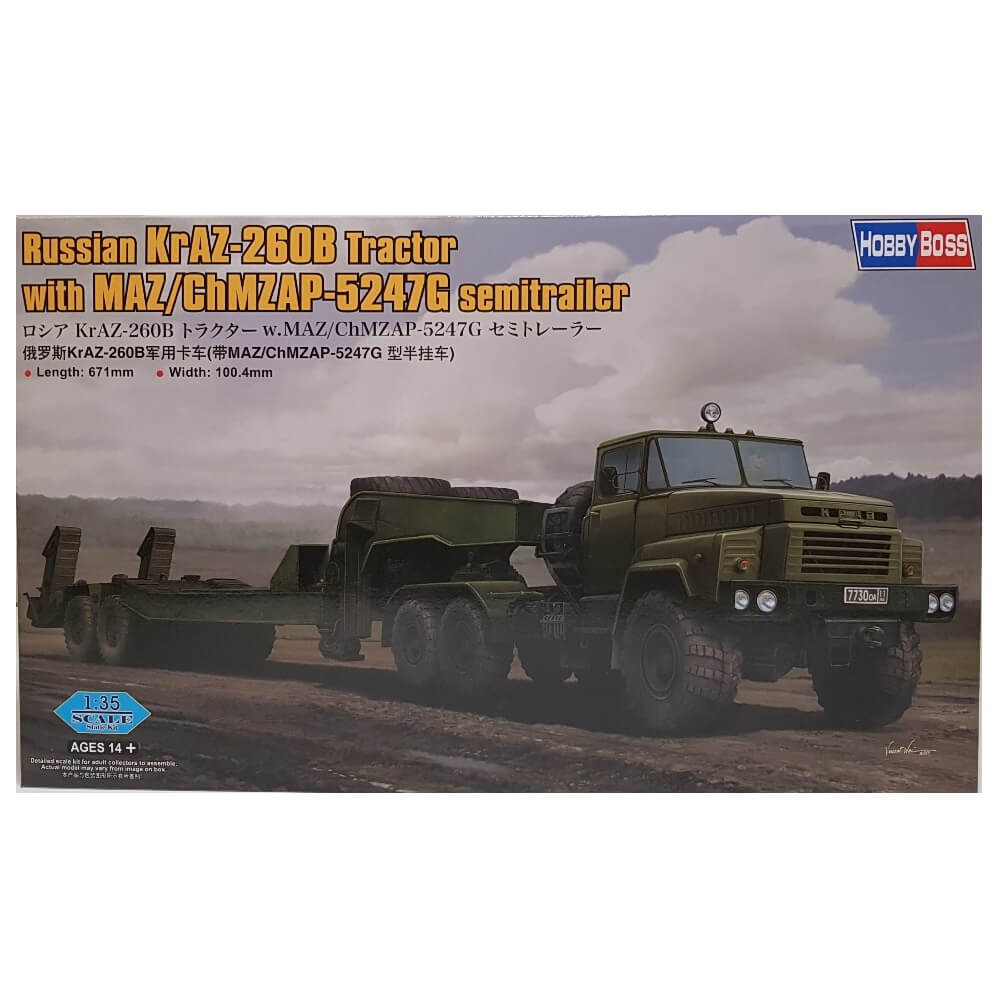 1:35 Russian KrAZ-260B Tractor with MAZ/ChMZAP-5247G Semitrailer - HOBBY BOSS